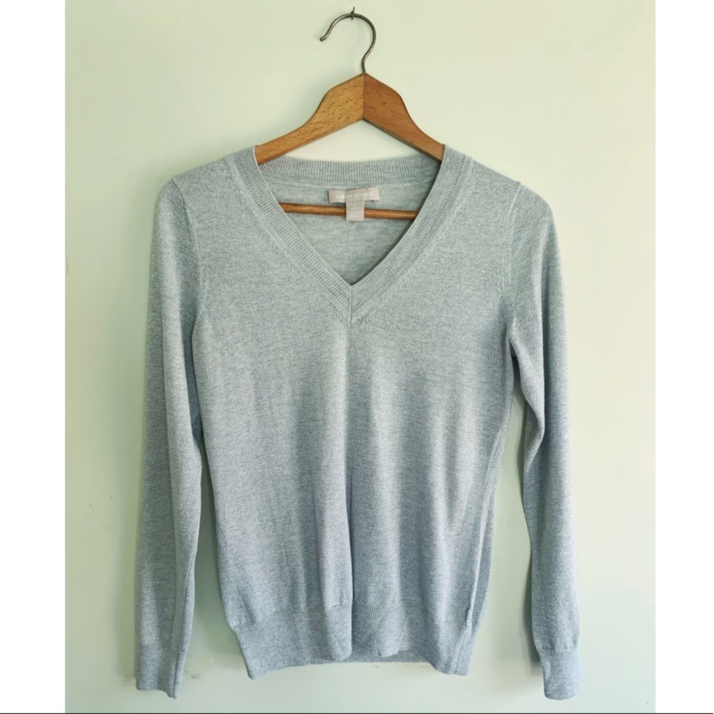 Silk Blend Gray Metallic Banana Republic Sweater
